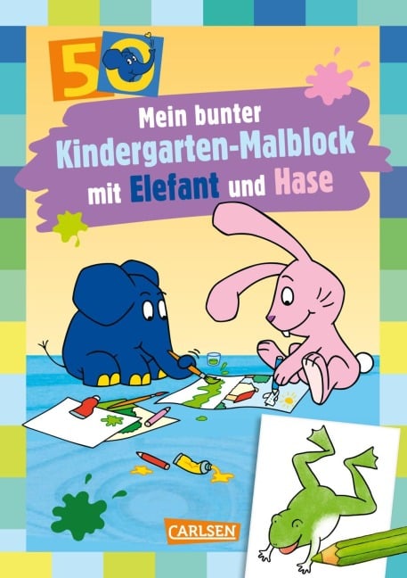 Mein bunter Kindergarten-Malblock mit Elefant und Hase - 