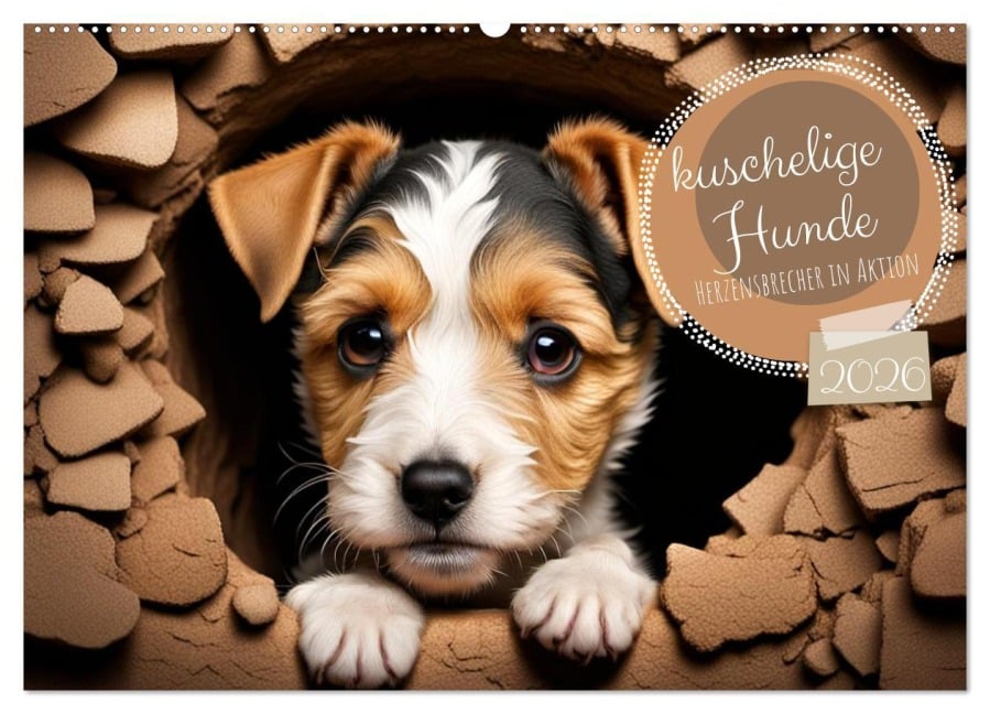 Kuschelige Hunde - kleine Herzensbrecher in Aktion (Wandkalender 2026 DIN A2 quer), CALVENDO Monatskalender - Babette Whitter
