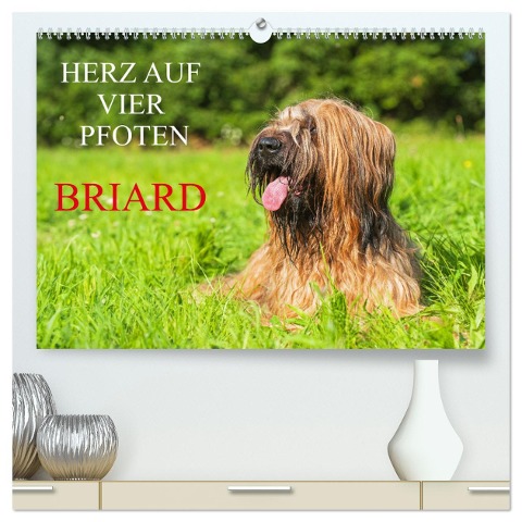 Herz auf vier Pfoten - Briard (hochwertiger Premium Wandkalender 2025 DIN A2 quer), Kunstdruck in Hochglanz - Sigrid Starick