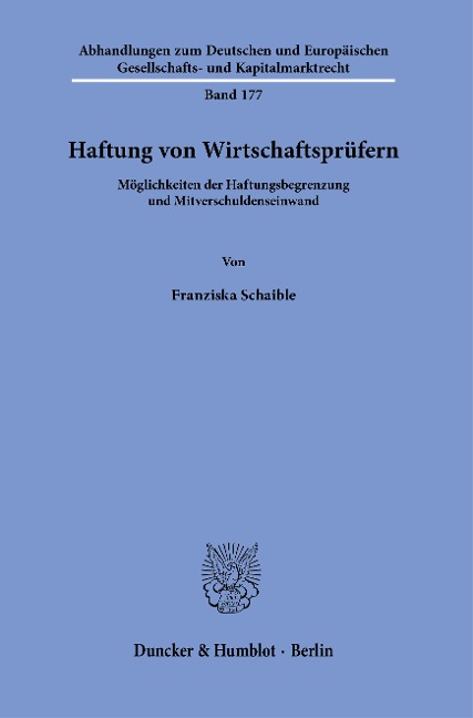 Haftung von Wirtschaftsprüfern. - Franziska Schaible