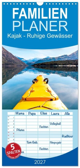 Familienplaner 2027 - Kajak - Ruhige Gewässer mit 5 Spalten (Wandkalender, 21 x 45 cm) CALVENDO - Sf Sf