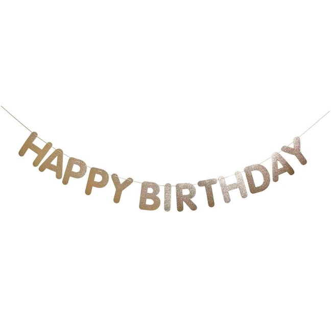 Girlande Happy Birthday, Glitter, Gold FSC MIX, 5m - 