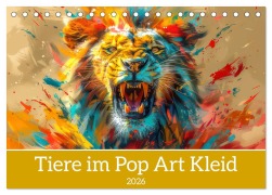 Cover-Bild zum Titel 'Tiere im Pop Art Kleid (Tischkalender 2026 DIN A5 quer), CALVENDO Monatskalender' von 'Liselotte Brunner-Klaus'