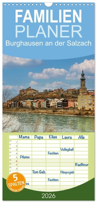 Familienplaner 2026 - Burghausen an der Salzach mit 5 Spalten (Wandkalender, 21 x 45 cm) CALVENDO - Ursula Di Chito