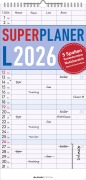Superplaner L 2026 5 Spalten - Familien-Timer 22x45 cm - Offset-Papier - mit Ferienterminen - Wand-Planer - Familienkalender - Alpha Edition - 