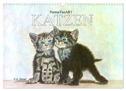 KATZEN PortraiTierART (Wandkalender 2026 DIN A3 quer), CALVENDO Monatskalender - PortraiTierART Kerstin Heuser