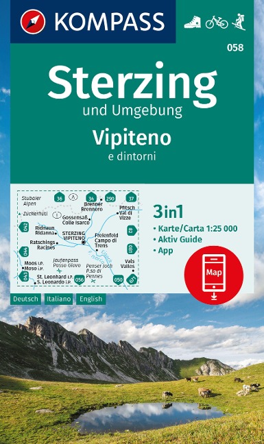 KOMPASS Wanderkarte 058 Sterzing und Umgebung, Vipteno e dintorni 1:25.000 - 