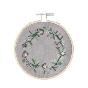 Stickpackung Gezählter Kreuzstich, Blumenkranz, Ø 10cm - 