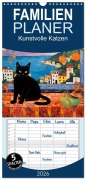 Familienplaner 2026 - Kunstvolle Katzen mit 5 Spalten (Wandkalender, 21 x 45 cm) CALVENDO - HollywayArt HollywayArt