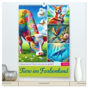 Tiere im Farbenland - Meine bunte Welt, wie sie mir gefällt (hochwertiger Premium Wandkalender 2026 DIN A2 hoch), Kunstdruck in Hochglanz - Martina Marten