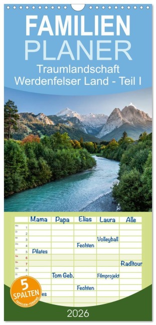 Familienplaner 2026 - Traumlandschaft Werdenfelser Land - Teil I mit 5 Spalten (Wandkalender, 21 x 45 cm) CALVENDO - Erhard Hess