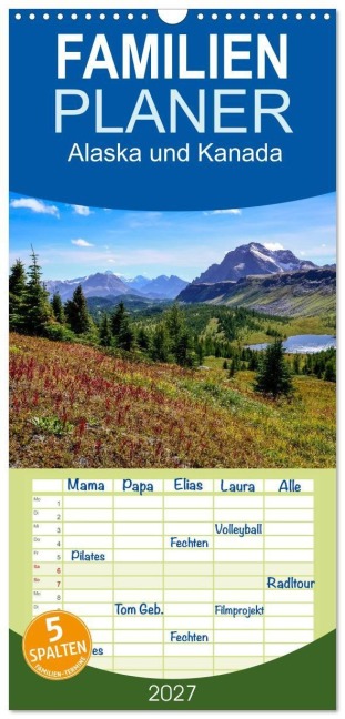 Familienplaner 2027 - Alaska und Kanada mit 5 Spalten (Wandkalender, 21 x 45 cm) CALVENDO - Elisabeth Stanzer