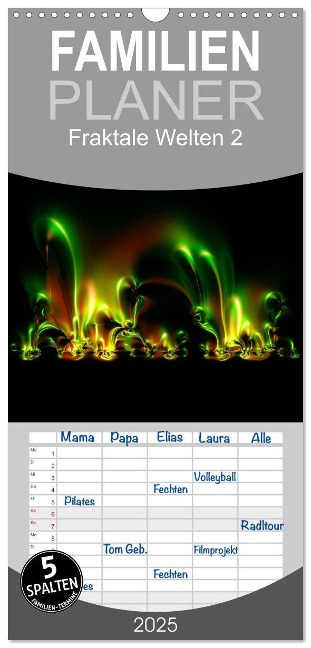 Familienplaner 2025 - Fraktale Welten 2 mit 5 Spalten (Wandkalender, 21 x 45 cm) CALVENDO - Joachim Barig