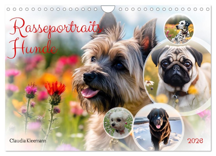 Rasseportraits - Hunde (Wandkalender 2026 DIN A4 quer), CALVENDO Monatskalender - Claudia Kleemann