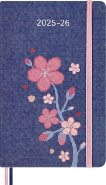 Moleskine Sakura 18 Monate Wochen Notizkalender 2025/2026, L/A5, 1 Wo = 1 Seite , rechts linierte Seite, fester Einband, liniert - 