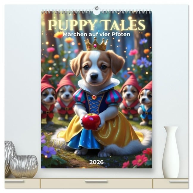 Puppy Tales - Märchen auf vier Pfoten (hochwertiger Premium Wandkalender 2026 DIN A2 hoch), Kunstdruck in Hochglanz - Renaissance Soul