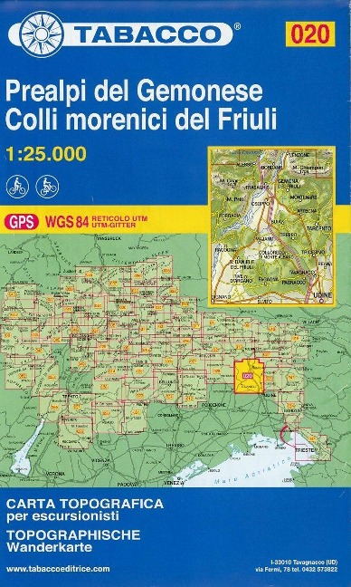 Tabacco Wandern 1 : 25 000 Prealpi del Gemonese / Colli morenici del Friuli - 