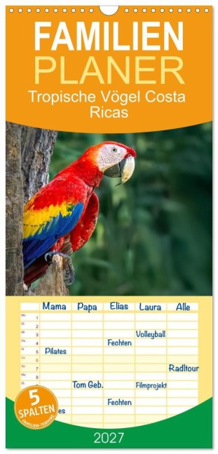 Familienplaner 2027 - Tropische Vögel Costa Ricas mit 5 Spalten (Wandkalender, 21 x 45 cm) CALVENDO - Detlef Both