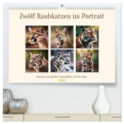 Zwölf Raubkatzen im Portrait (hochwertiger Premium Wandkalender 2026 DIN A2 quer), Kunstdruck in Hochglanz - Claudia Kleemann