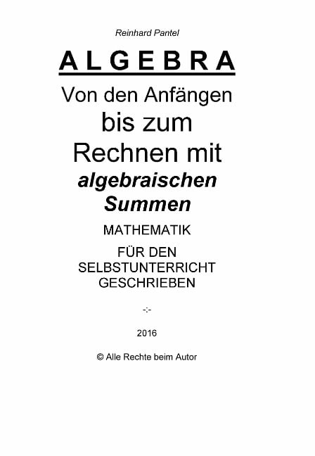 ALGEBRA - LEHRBUCH - Reinhard Pantel