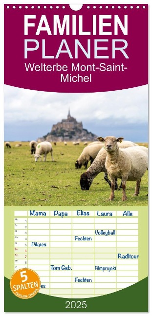 Familienplaner 2025 - Welterbe Mont-Saint-Michel mit 5 Spalten (Wandkalender, 21 x 45 cm) CALVENDO - Peter Schickert