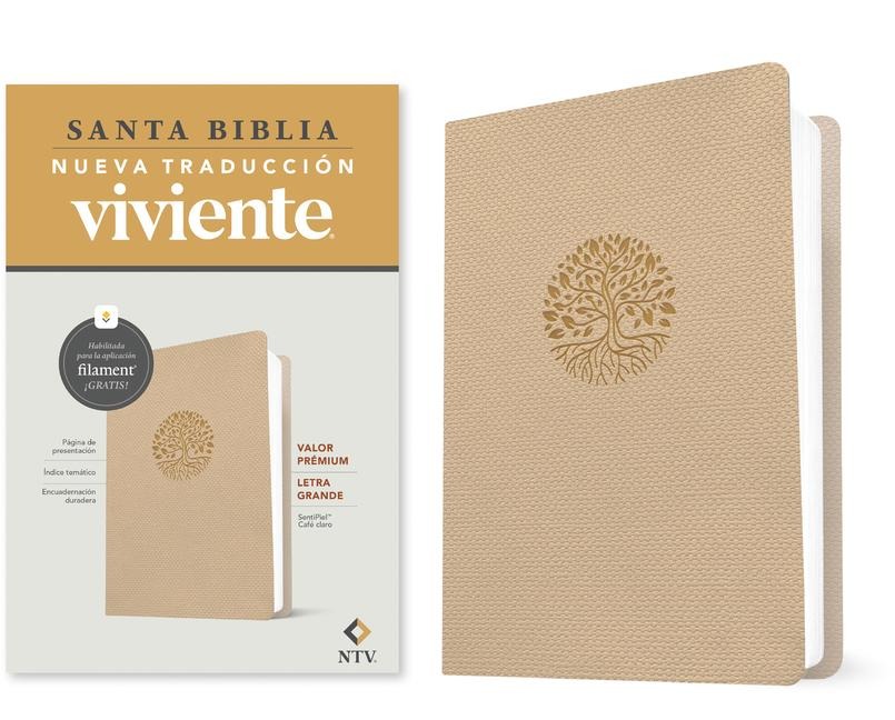 Biblia Valor Prémium Ntv, Letra Grande Con Filament (Sentipiel, Café Claro) - 