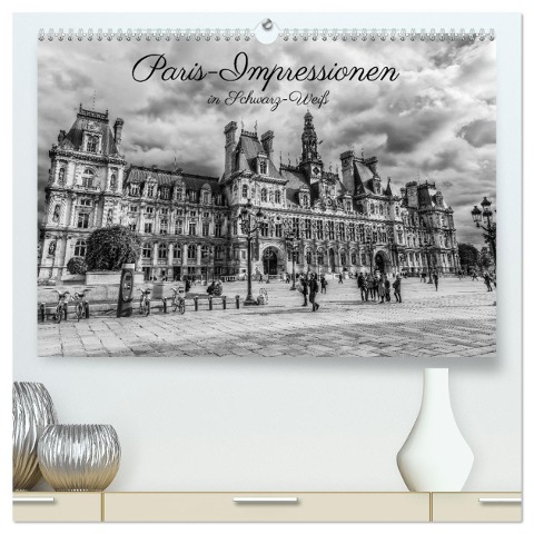 Paris-Impressionen in Schwarz-Weiß (hochwertiger Premium Wandkalender 2024 DIN A2 quer), Kunstdruck in Hochglanz - Christian Müller