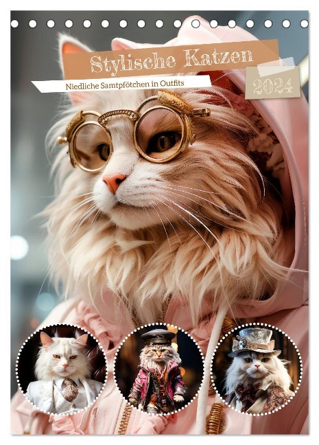 Stylische Katzen (Tischkalender 2024 DIN A5 hoch), CALVENDO Monatskalender - Melanie Viola