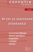 Cover-Bild zum Titel 'Fiche de lecture W ou le Souvenir d'enfance de Perec (Analyse littéraire de référence et résumé complet)' von 'Georges Perec'
