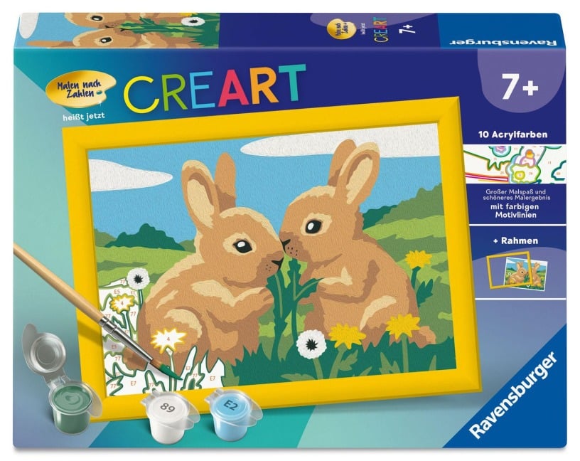 CreArt, Malen nach Zahlen Kinder - Hasenfreunde - 