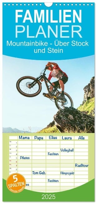 Familienplaner 2025 - Mountainbike - Über Stock und Stein mit 5 Spalten (Wandkalender, 21 x 45 cm) CALVENDO - Calvendo Calvendo