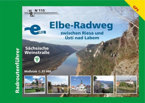 Elbe-Radweg zwischen Riesa und Ustí nad Labem - Sächsische Weinstraße 1 : 33 000 - 
