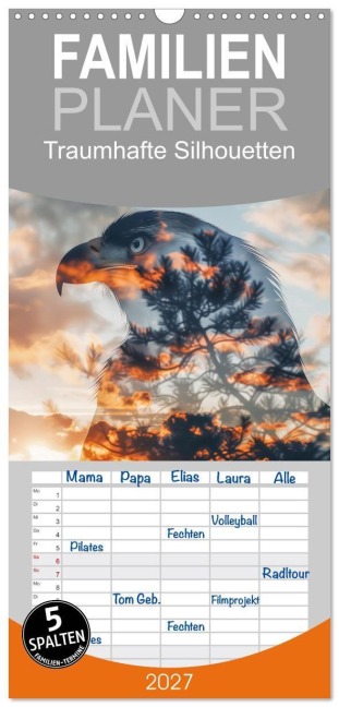 Familienplaner 2027 - Traumhafte Silhouetten mit 5 Spalten (Wandkalender, 21 x 45 cm) CALVENDO - Steffen Gierok-Latniak