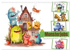 Monsterjobs - Kleine Monster, große Träume (Wandkalender 2025 DIN A3 quer), CALVENDO Monatskalender - Anja Frost