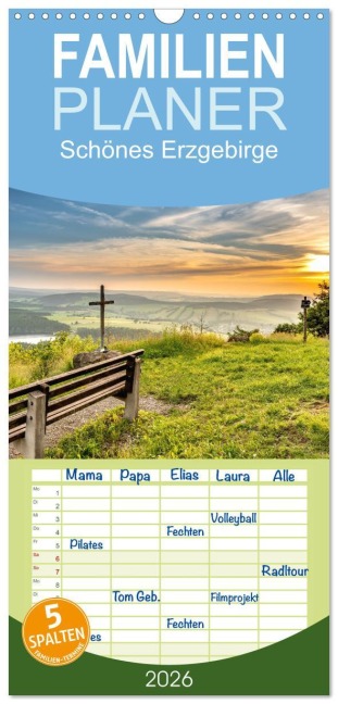 Familienplaner 2026 - Schönes Erzgebirge mit 5 Spalten (Wandkalender, 21 x 45 cm) CALVENDO - Sven Wagner