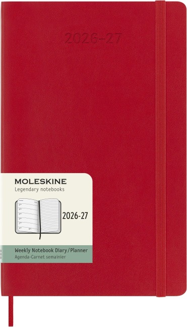 Moleskine 18 Monate Wochen Notizkalender 2026/2027, Large/A5, 1 Wo = 1 Seite, rechts linierte Seite, Weicher Einband, Scharlachrot - 