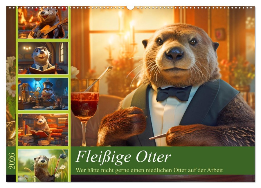 Fleißige Otter - Wer hätte nicht gerne einen niedlichen Otter auf der Arbeit (Wandkalender 2026 DIN A2 quer), CALVENDO Monatskalender - Rupert Kowalski