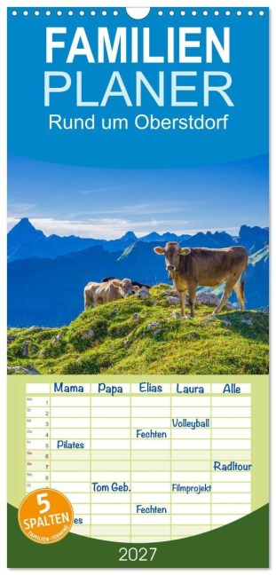 Familienplaner 2027 - Rund um Oberstdorf mit 5 Spalten (Wandkalender, 21 x 45 cm) CALVENDO - Walter G. Allgöwer