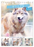 Wölfe. Zarte Aquarelle von beeindruckenden Tieren (Tischkalender 2025 DIN A5 hoch), CALVENDO Monatskalender - Rose Hurley