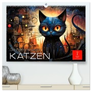 Cover-Bild zum Titel 'Katzen - die Nacht erwacht (hochwertiger Premium Wandkalender 2026 DIN A2 quer), Kunstdruck in Hochglanz' von 'Peter Roder'
