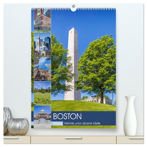 BOSTON Historie und urbane Idylle (hochwertiger Premium Wandkalender 2024 DIN A2 hoch), Kunstdruck in Hochglanz - Melanie Viola