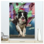 Cover-Bild zum Titel 'Graffiti Dogs Kunterbunt (hochwertiger Premium Wandkalender 2026 DIN A2 hoch), Kunstdruck in Hochglanz' von 'Judith Dzierzawa - DoraZett'