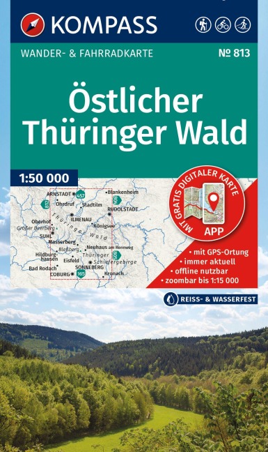 KOMPASS Wanderkarte 813 Östlicher Thüringer Wald 1:50.000 - 