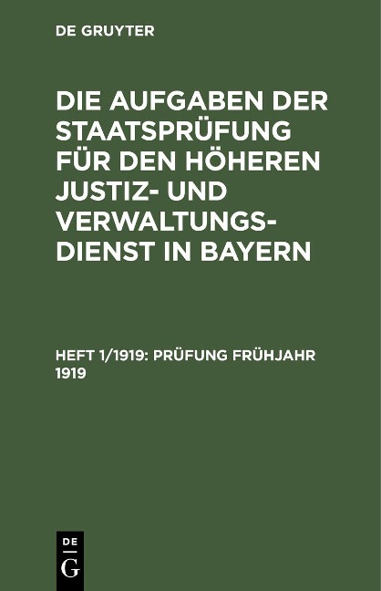 Prüfung Frühjahr 1919 - 