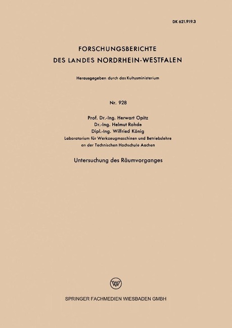 Untersuchung des Räumvorganges - Herwart Opitz
