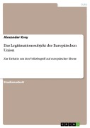 Cover-Bild zum Titel 'Das Legitimationssubjekt der Europäischen Union' von 'Alexander Krey'