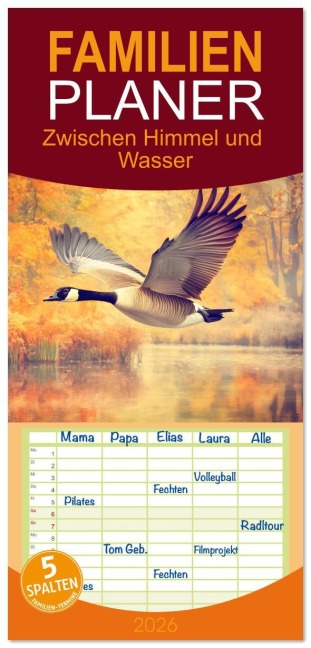 Familienplaner 2026 - Zwischen Himmel und Wasser mit 5 Spalten (Wandkalender, 21 x 45 cm) CALVENDO - Daniela Tapper