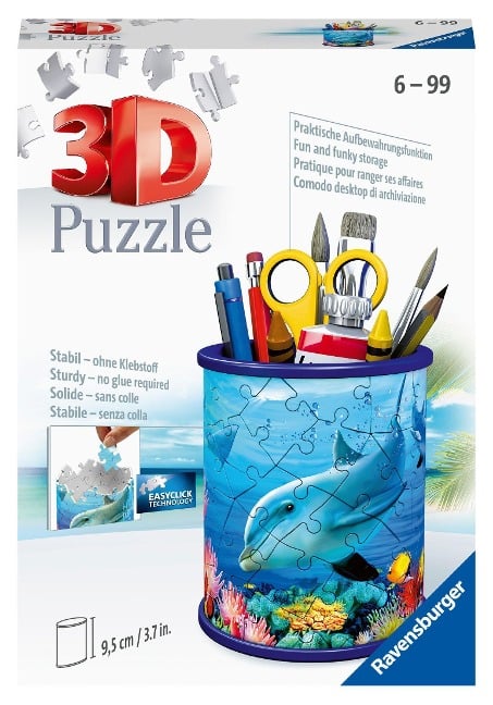 Ravensburger 3D Puzzle 11176 - Utensilo Unterwasserwelt - 54 Teile - Stiftehalter für Tierliebhaber ab 6 Jahren, Schreibtisch-Organizer für Kinder - 