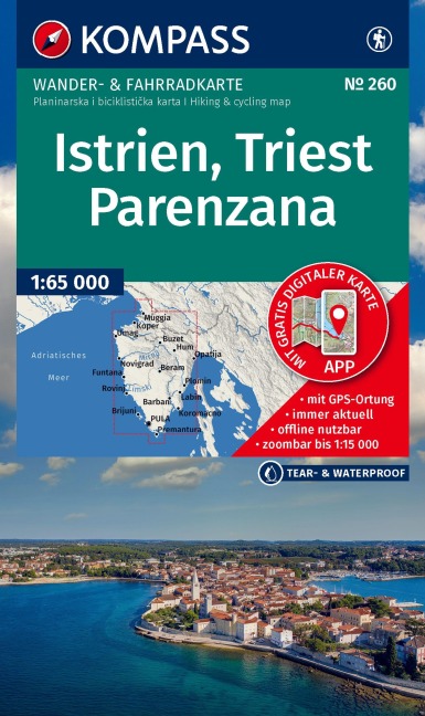 KOMPASS Wanderkarte 260 Istrien, Triest, Parenzana 1:65.000 - 