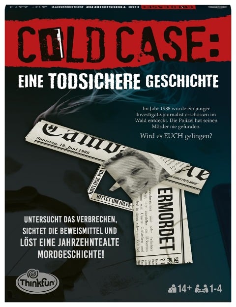 ThinkFun - 76464 - Cold Case: Eine todsicher Geschichte. Der Krimi im eigenen Heim. Wer findet den Mörder? Ein Rätsel-Spiel für Einen oder in der Gruppe ab 14 Jahren - 